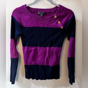Lauren Ralph Lauren Magenta and Navy Sweater